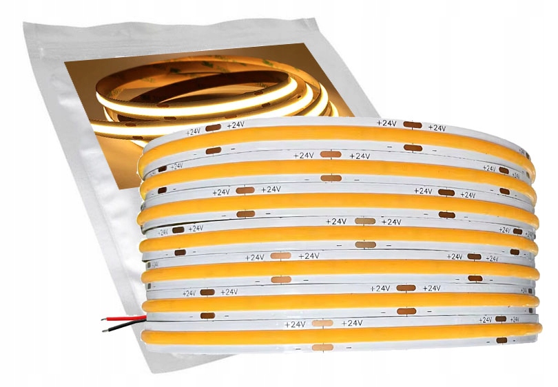 Led pásek Cob Silný 24V 528 diod/m 14W/m barva bílá Teplá Pro 5 m