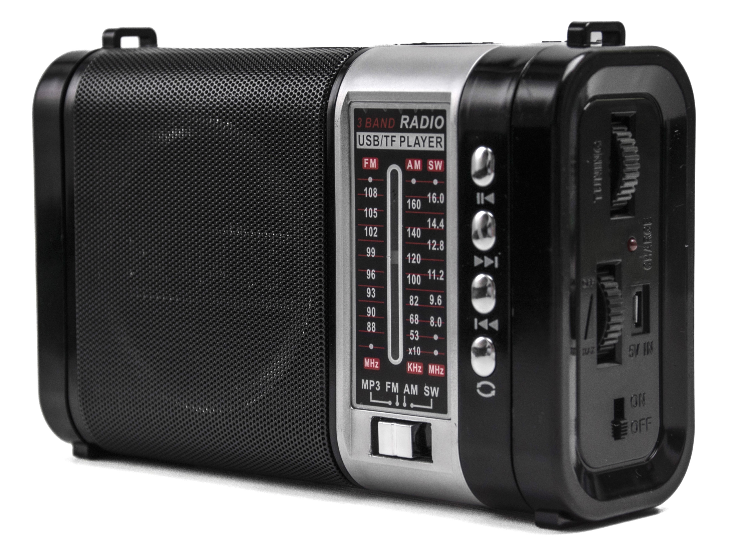 Radio Am Fm Karty Sd Usb Flash Disk Basová Svítilna Aku