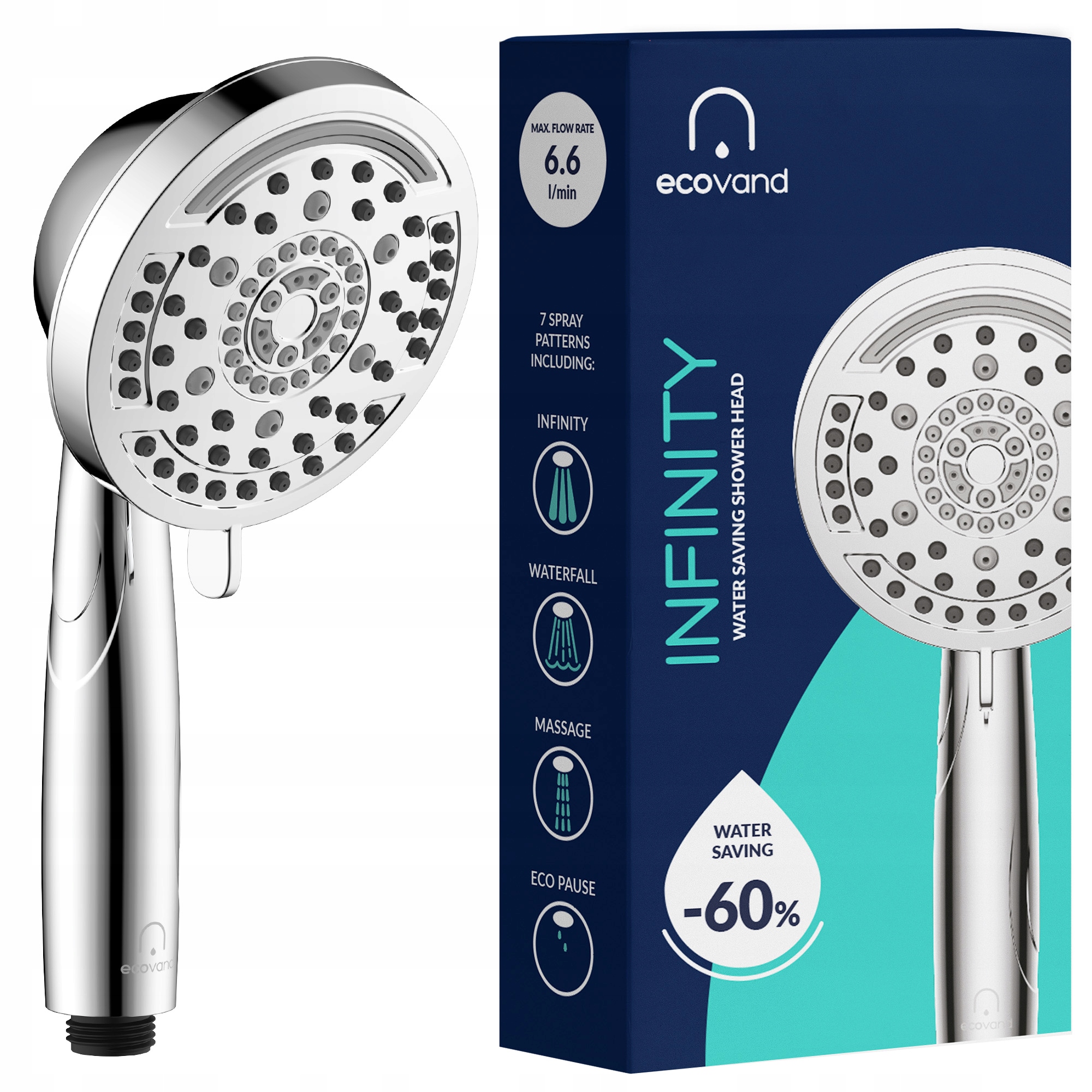 7v1 Multifunkční Sprchová Hlavice Ecovand Infinity Luxusní Velká