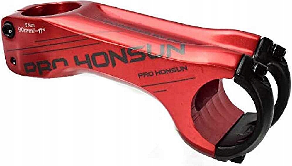 PRO HONSUN Aluminiowy Mostek Rowerowy CZERWONY 90mm / -17 stopni / 189g ...
