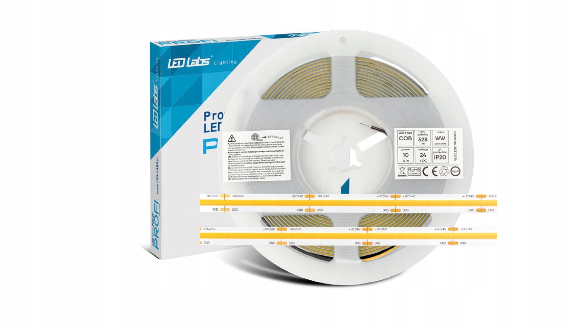 Led Páska Bezbodová 24V Cob 50W 5 m Neutrální barva 4000K 2640LED Premium