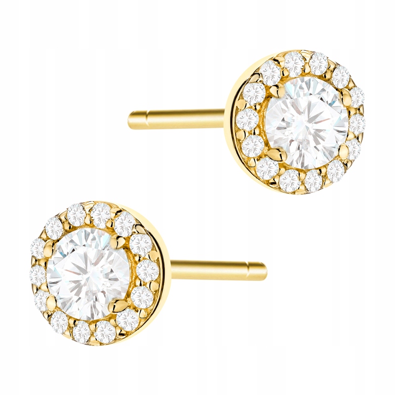 Zlaté Náušnice Dámské Dýka pr. 585 Kulaté s zirkony 14k