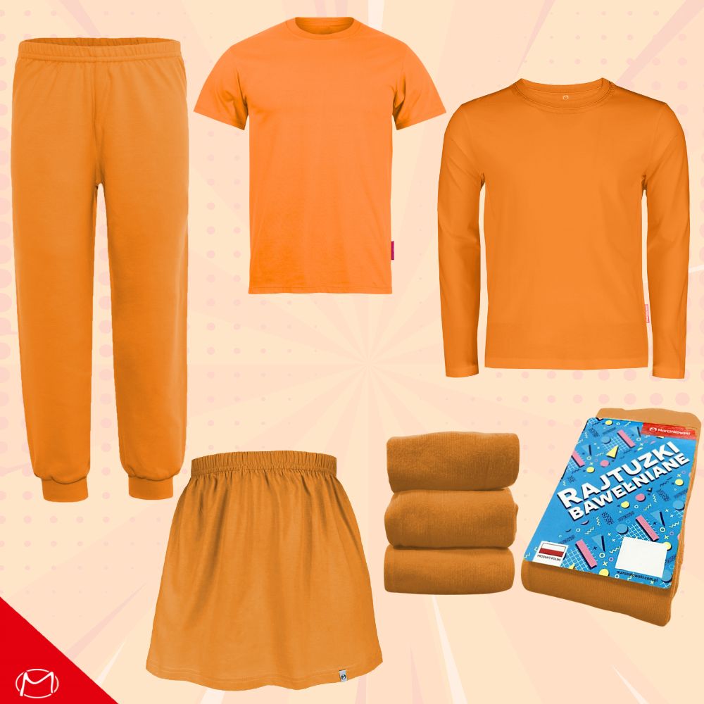 POMARAŃCZOWE SPODNIE 104 DRESOWE CHŁOPIĘCE DZIEWCZĘCE GŁADKIE PRZEDSZKOLA Długość długie
