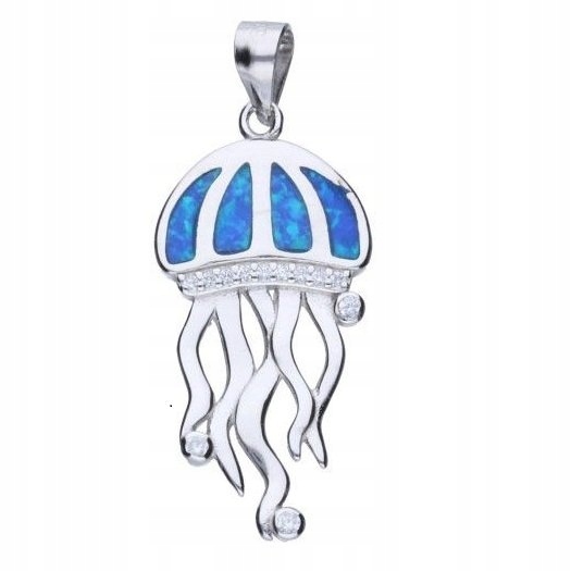 Přívěsek Přívěsek Stříbro 925 Medúza Opál Modrý Zirkon Bílá Marine