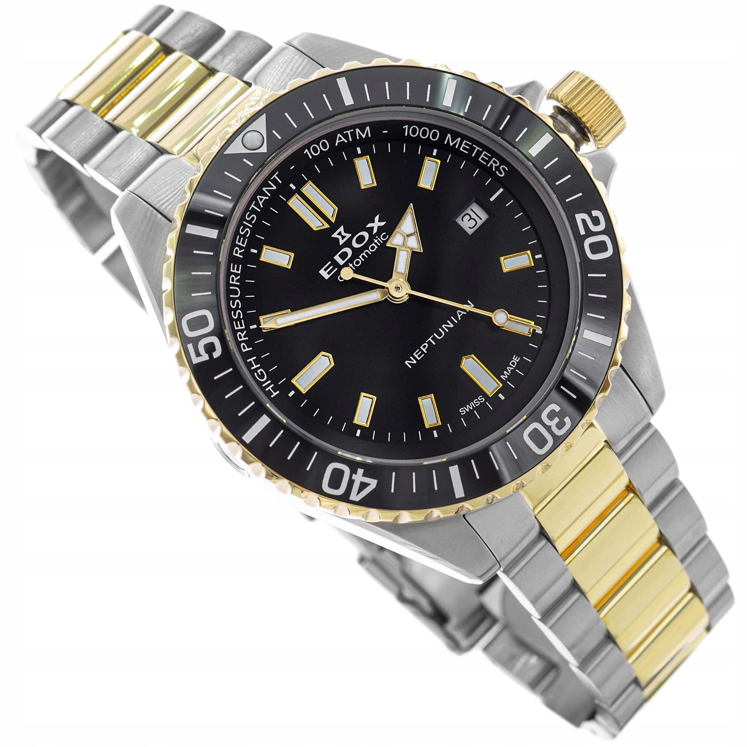Pánské Hodinky Edox 80120 357JM Nid Neptunian Automatic Stříbrno-zlaté 100ATM