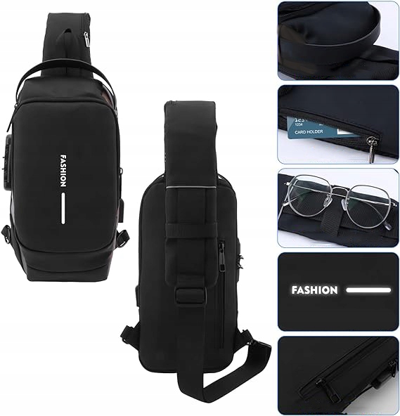 SLING BAG TORBA NA KLATKĘ PIERSIOWĄ, MĘSKA TORBA NA RAMIĘ, OCHRONA HASŁEM Kod producenta torba na klatkę piersiową