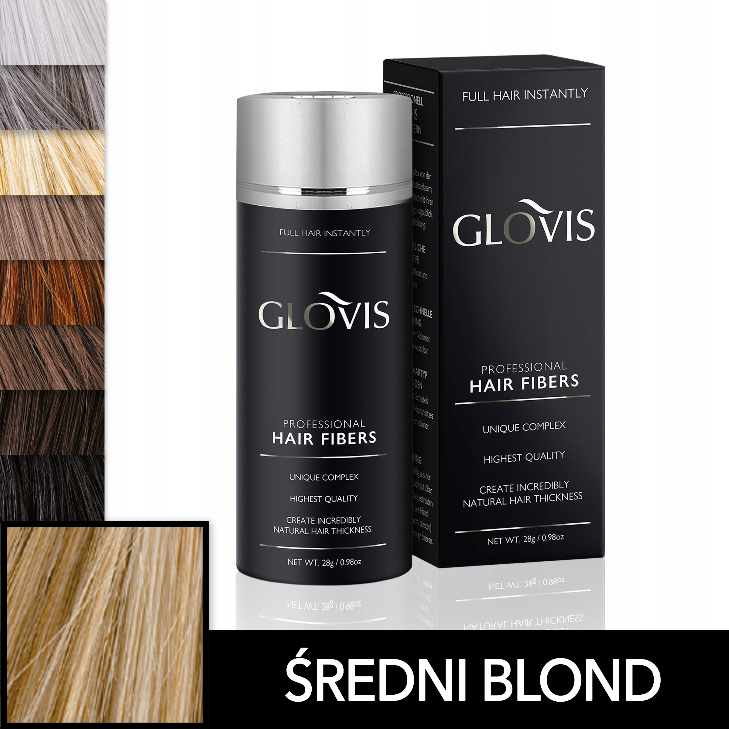 

Włókna Glovis 28g Średni Blond Medium Blonde