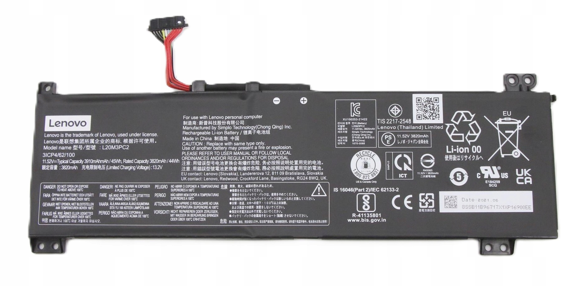 Bateria oryginał L20M3PC2 5B11B96718 do Lenovo IdeaPad Gaming 3-15IHU6 82K1