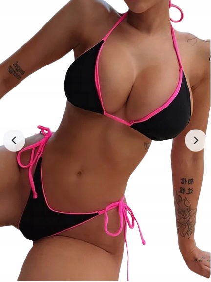 Plavkové oblečení Bikini Tanga Sexy Dvoudílné Neon Zavazovací XL