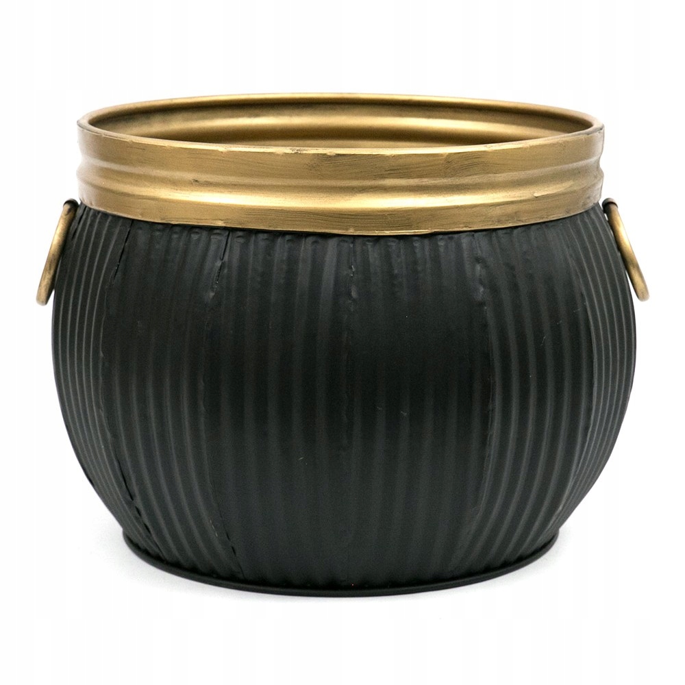 

Doniczka Osłonka Metalowa Czarna Złota 26x33cm