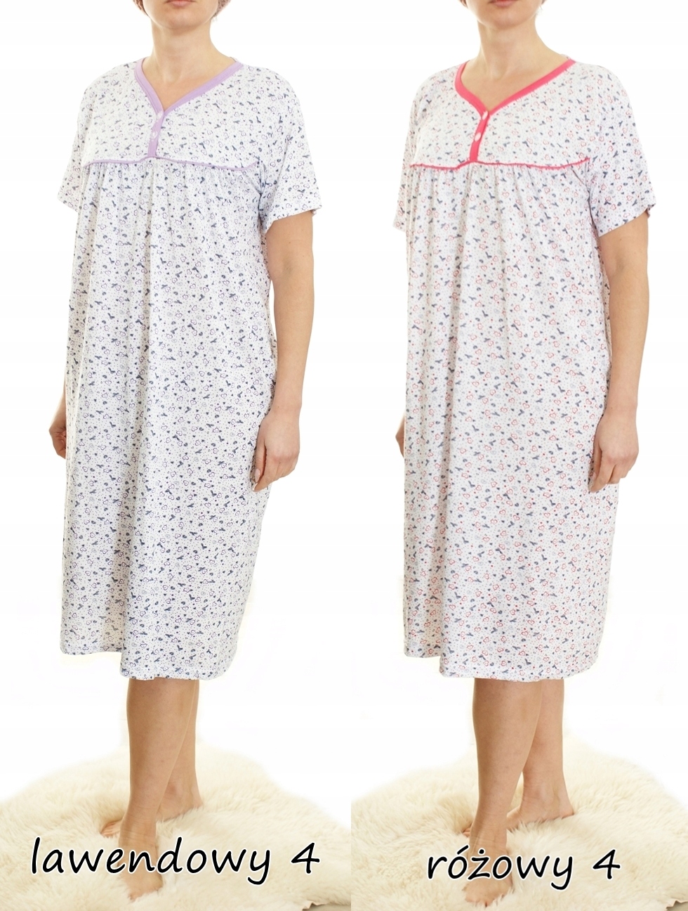 Koszula nocna wygodna bawełna ELA MEGA PLUS SIZE Rękaw krótki rękaw