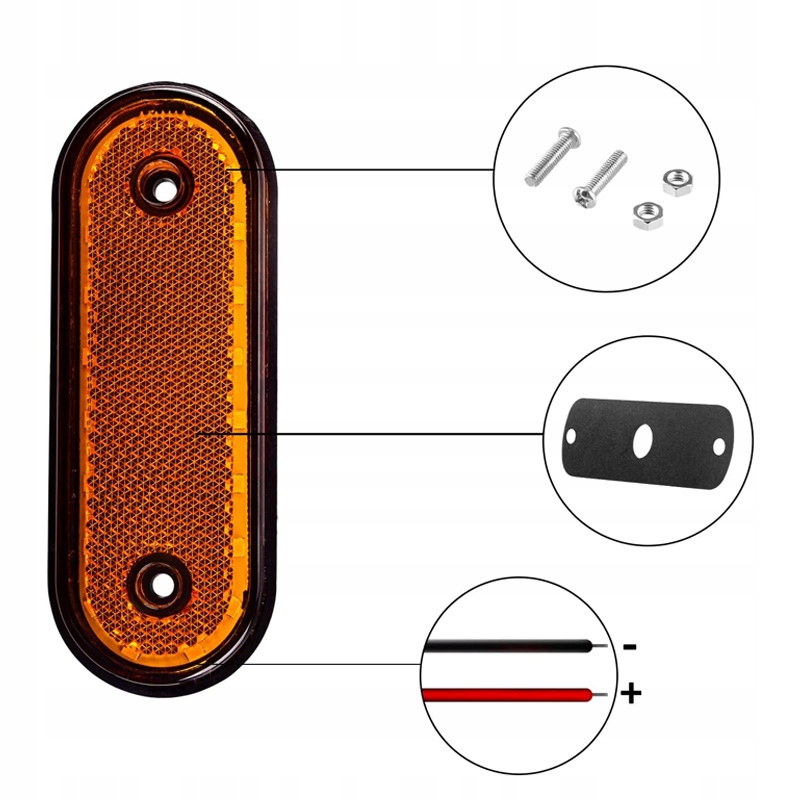 LAMPA OBRYSOWA OBRYSÓWKA DIODOWA LED OBRYSÓWKI DO CIĘŻARÓWEK 10 SZT Strona zabudowy Lewe boczne Prawe boczne przednie lewe przednie prawe tylne lewe tylne prawe uniwersalne
