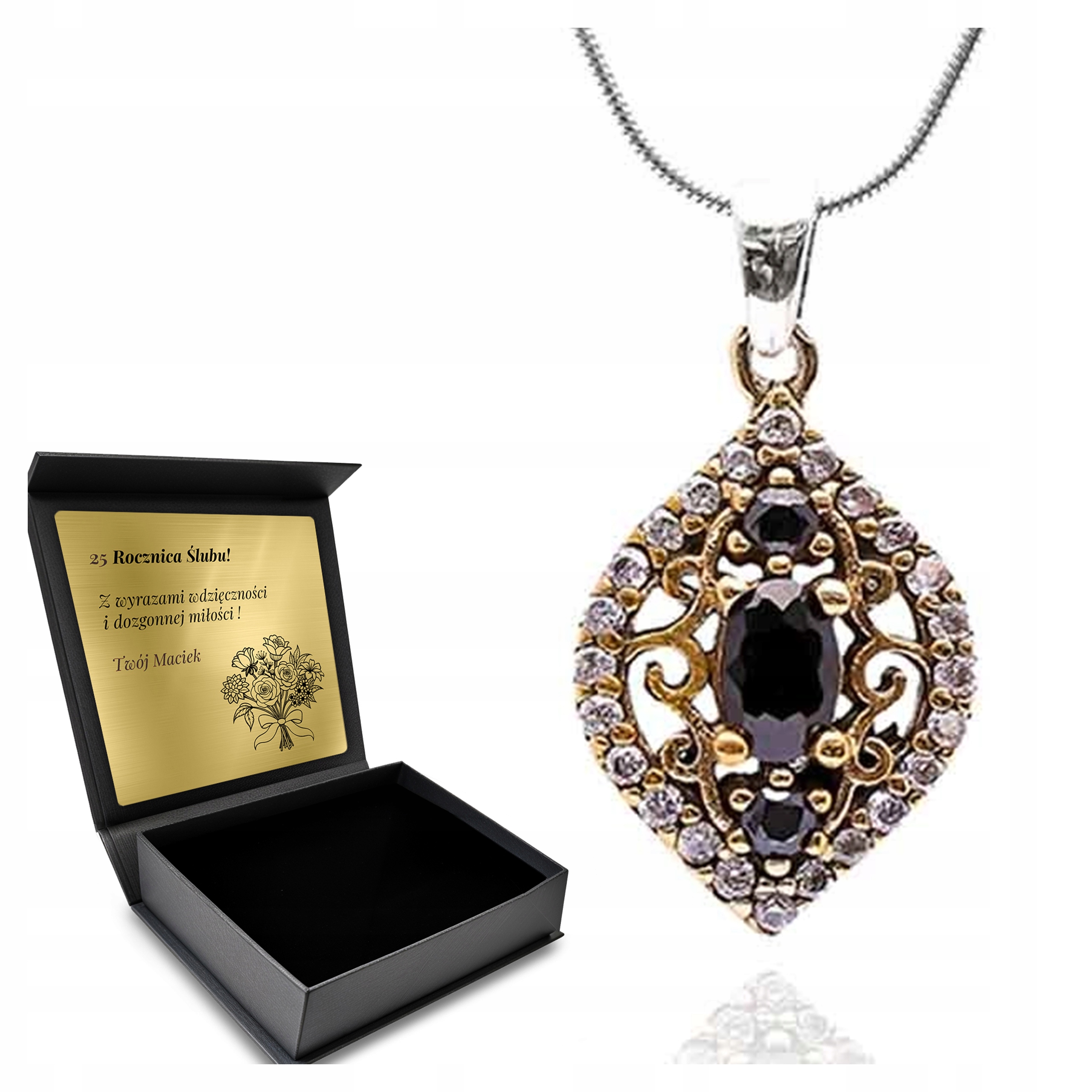 Stříbrný Náhrdelník 925 S Zirkony Zirkony, Šperky Pro Ženy Gravírování Bonus