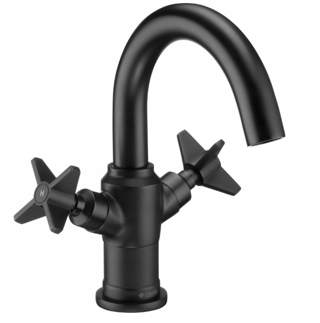 Černá umyvadlová baterie Temisto s click-clack zátkou, model BQT_N21D