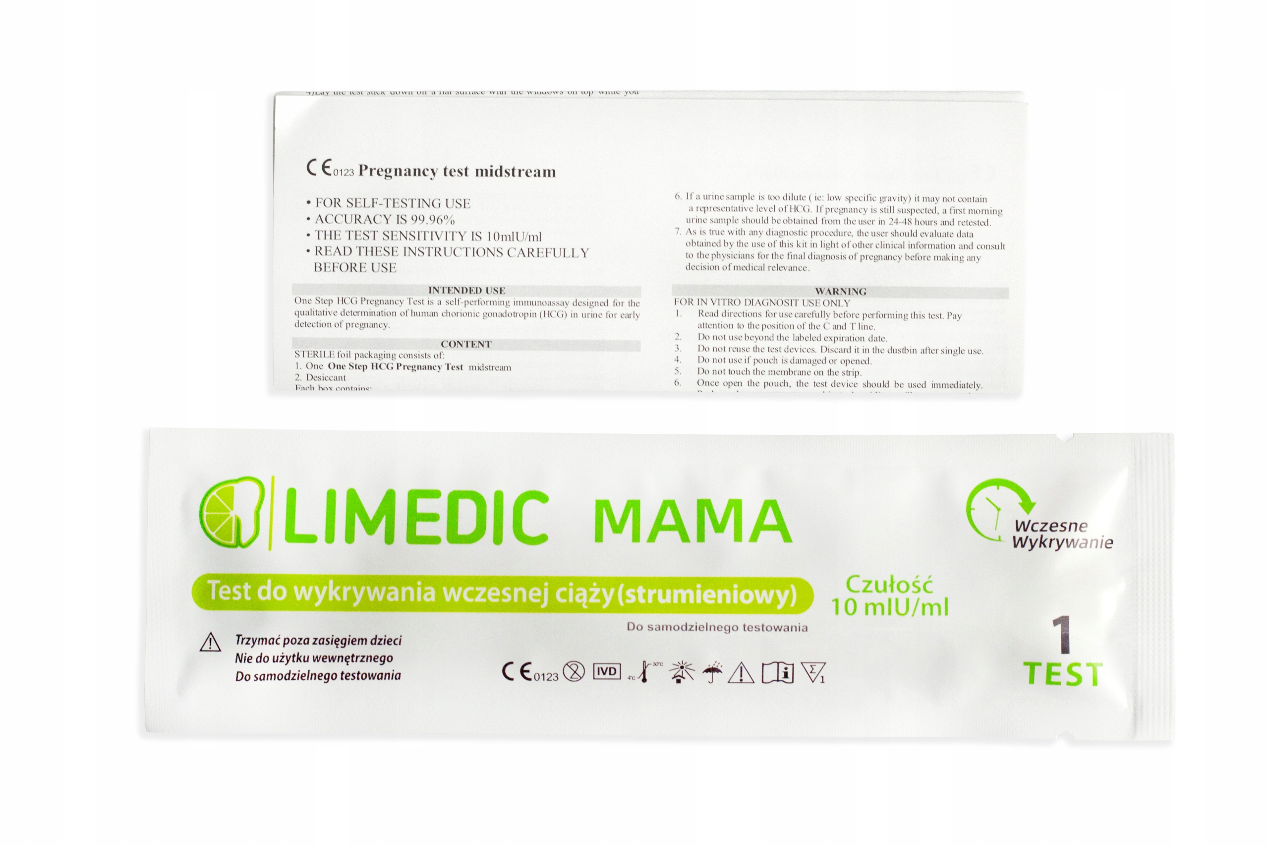 TEST CIĄŻOWY STRUMIENIOWY WCZESNA CIĄŻA 2 DNI dokładność 99,6% Marka Inna