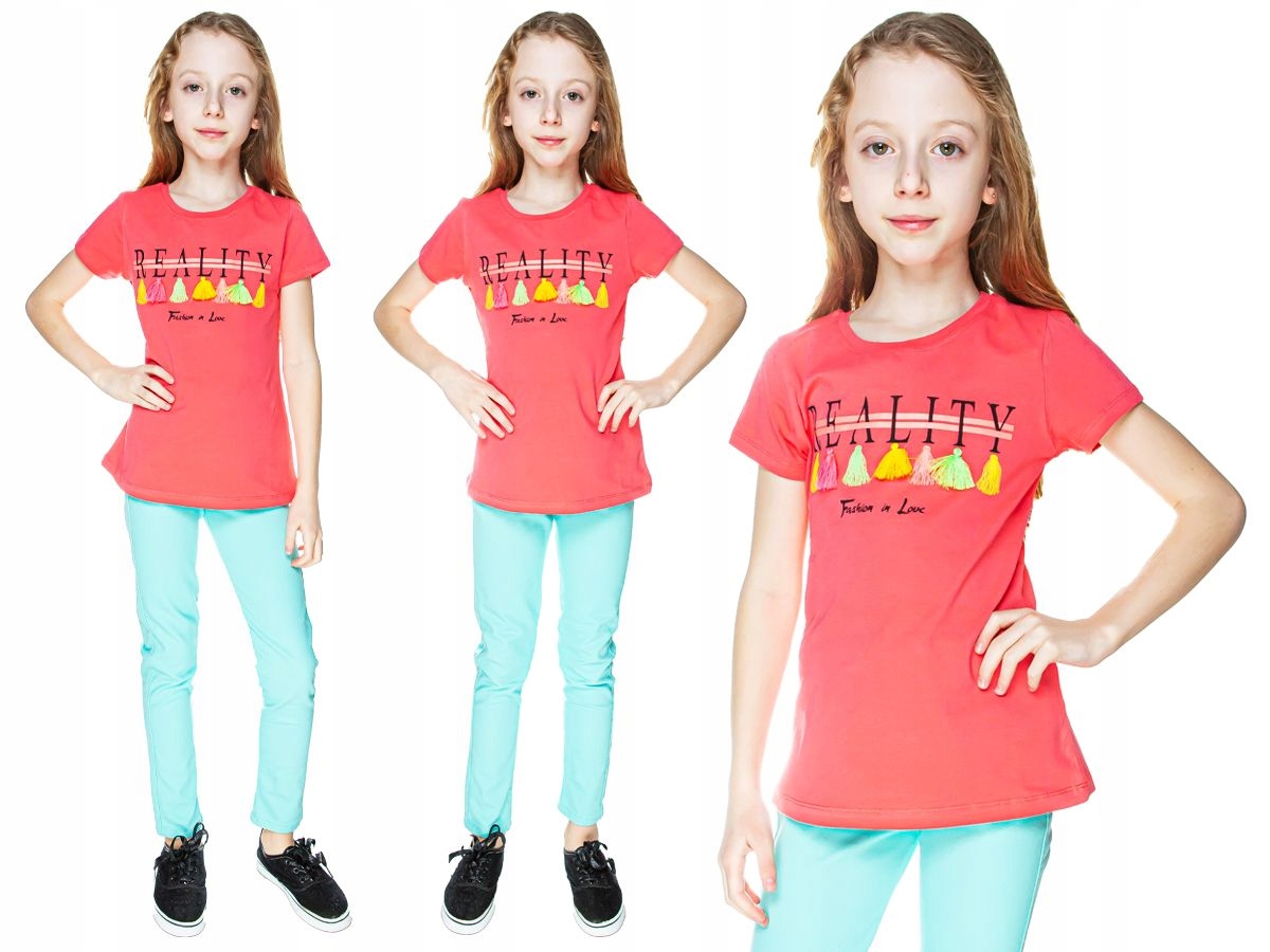 

Bluzka T-shirt Frędzelki Neon Kolory 146 J189D