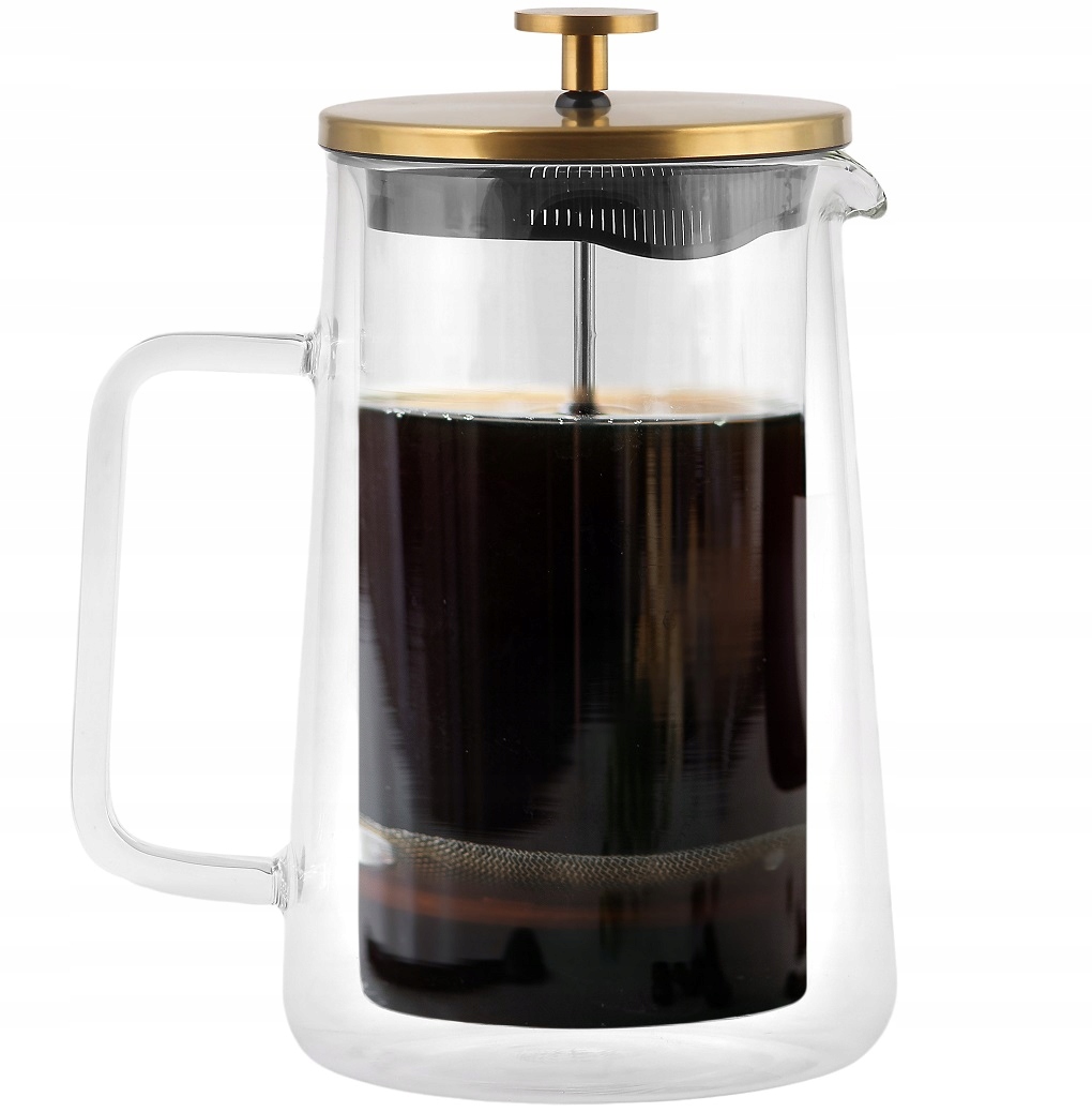 VIALLI DIVA DZBANEK ZAPARZACZ TŁOKOWY TERMICZNY KAWY HERBATY ZIÓŁ ZŁOTY 1 L Pojemność 1000 ml