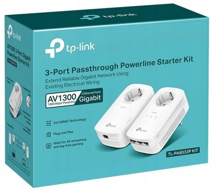 Transmiter sieciowy Power Line TP-Link TL-PA8033P Kit AV1300 3x Gbit Lan