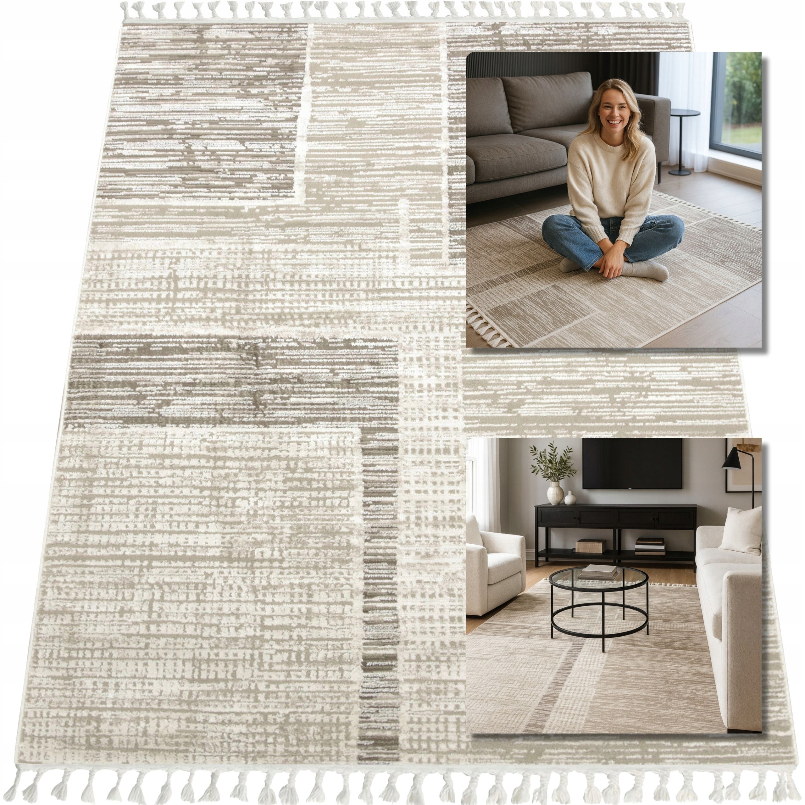 Hnědý Turecký Koberec Shaggy Ankona Koberce Do Obývacího Pokoje Boho Loft 140x200