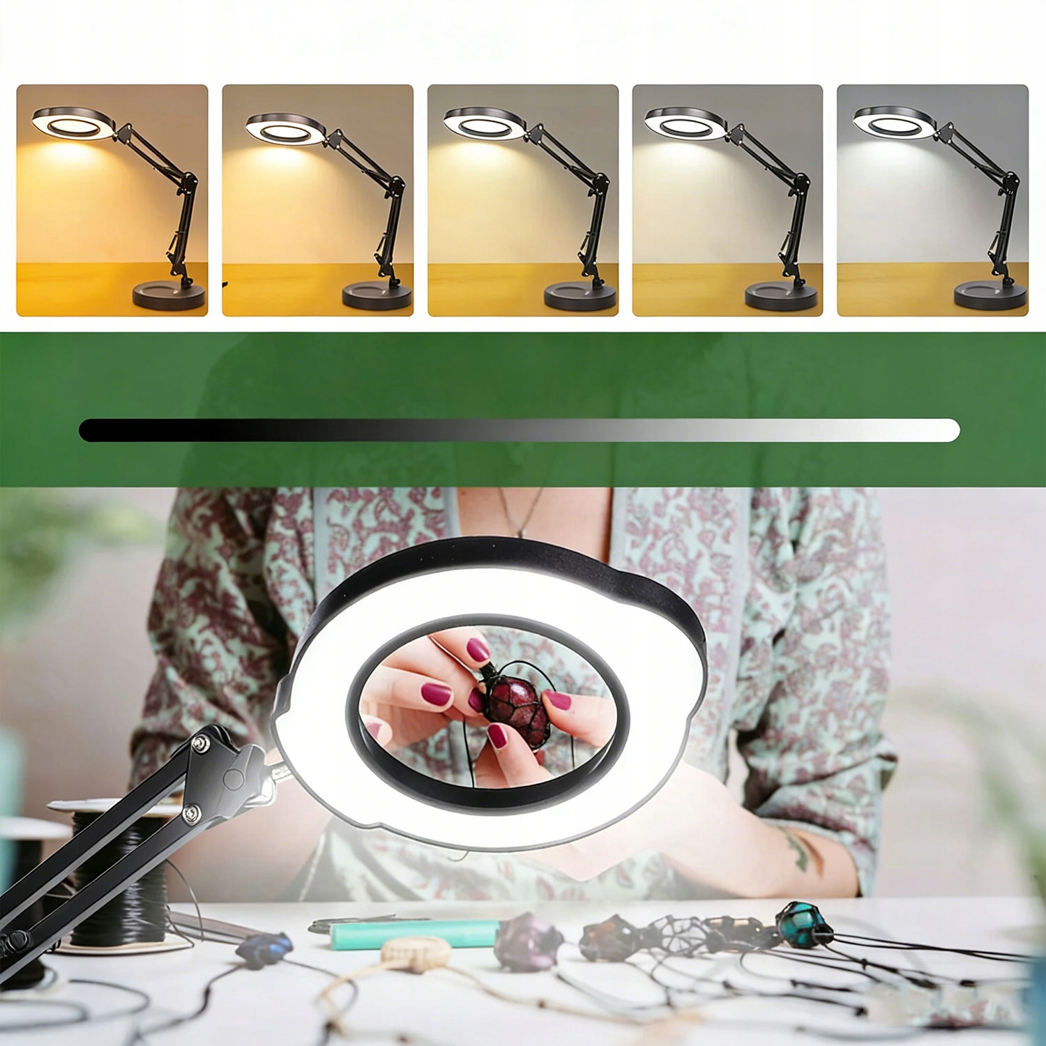 LAMPA Z LUPĄ BIUROWA KOSMETYCZNA POWIĘKSZENIE KREŚLARSKA 10 X REGULACJA
