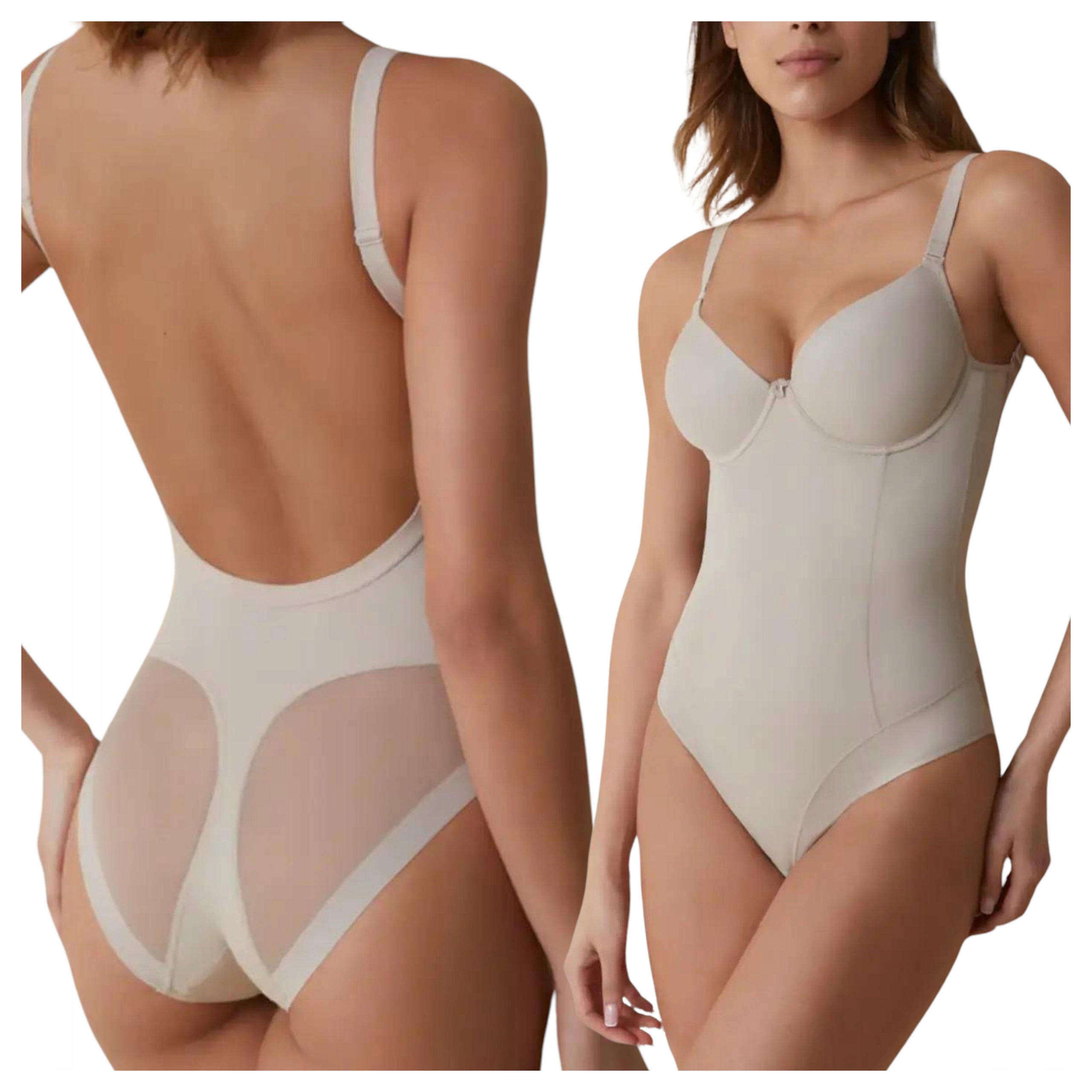 Zeštíhlující body s podprsenkou Silně modelující Pohodlné Hladké Béžové 90B