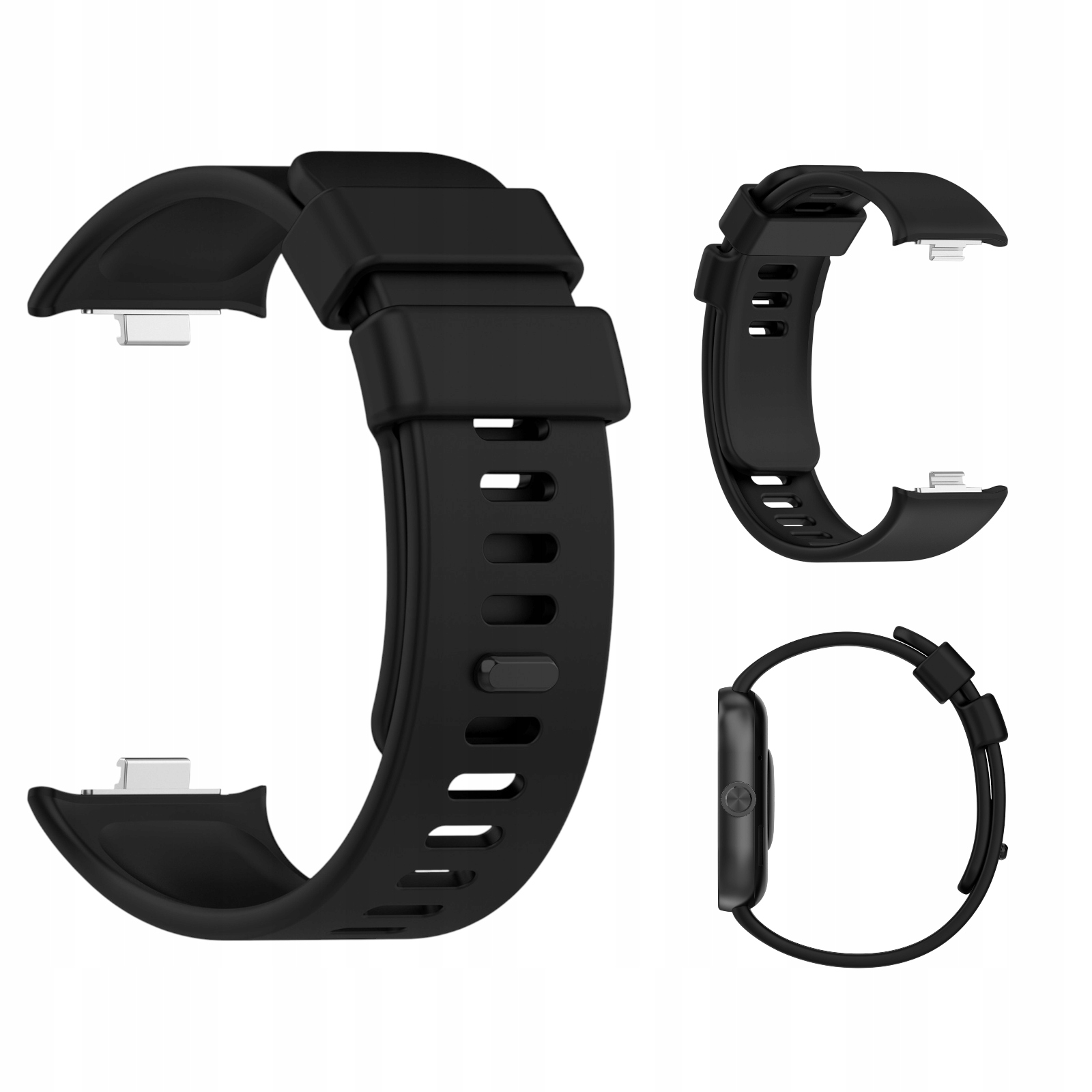Pasek Silikonowy do Redmi Watch 4 5 6 Czarna Opaska z Metalowym Łączeniem