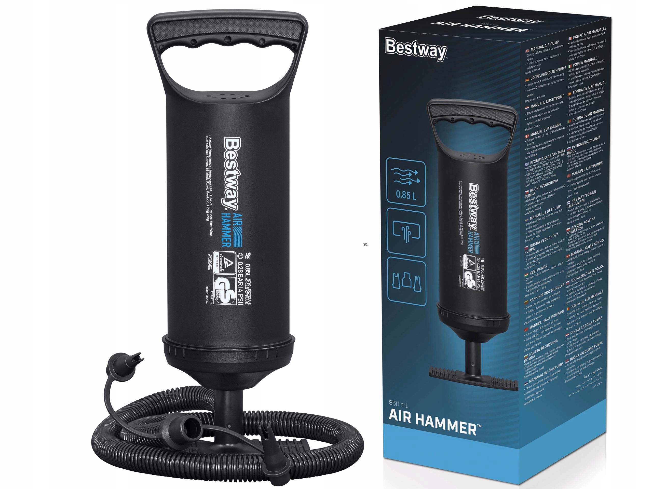 Pompka Ręczna Tłokowa 30cm Do Basen Materac Koła Piłki Ponton Bestway
