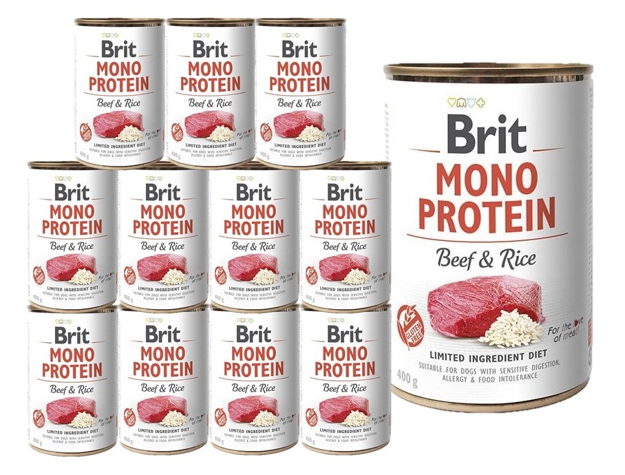 Levně Brit Mono Protein Beef&Rice vlhké krmivo Hovězí maso s rýží 12x400 g