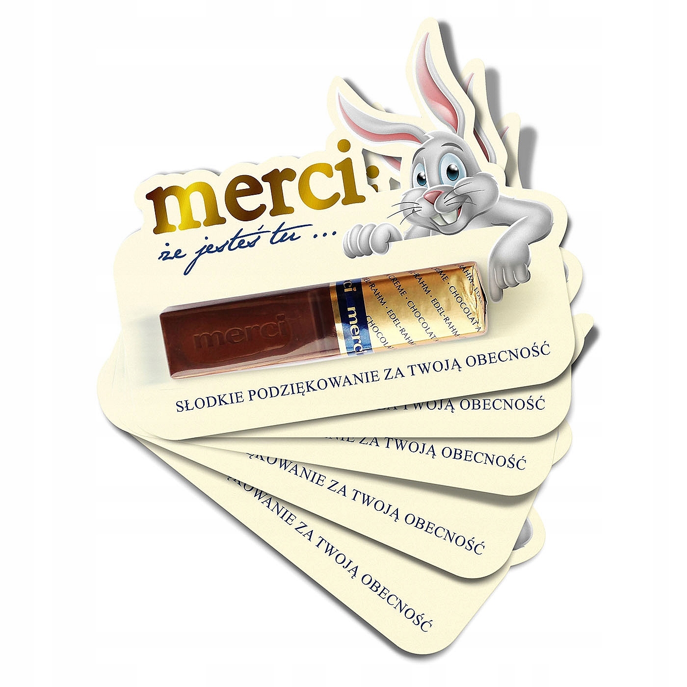 Podziękowania dla gości urodziny dzieci MERCI 5szt