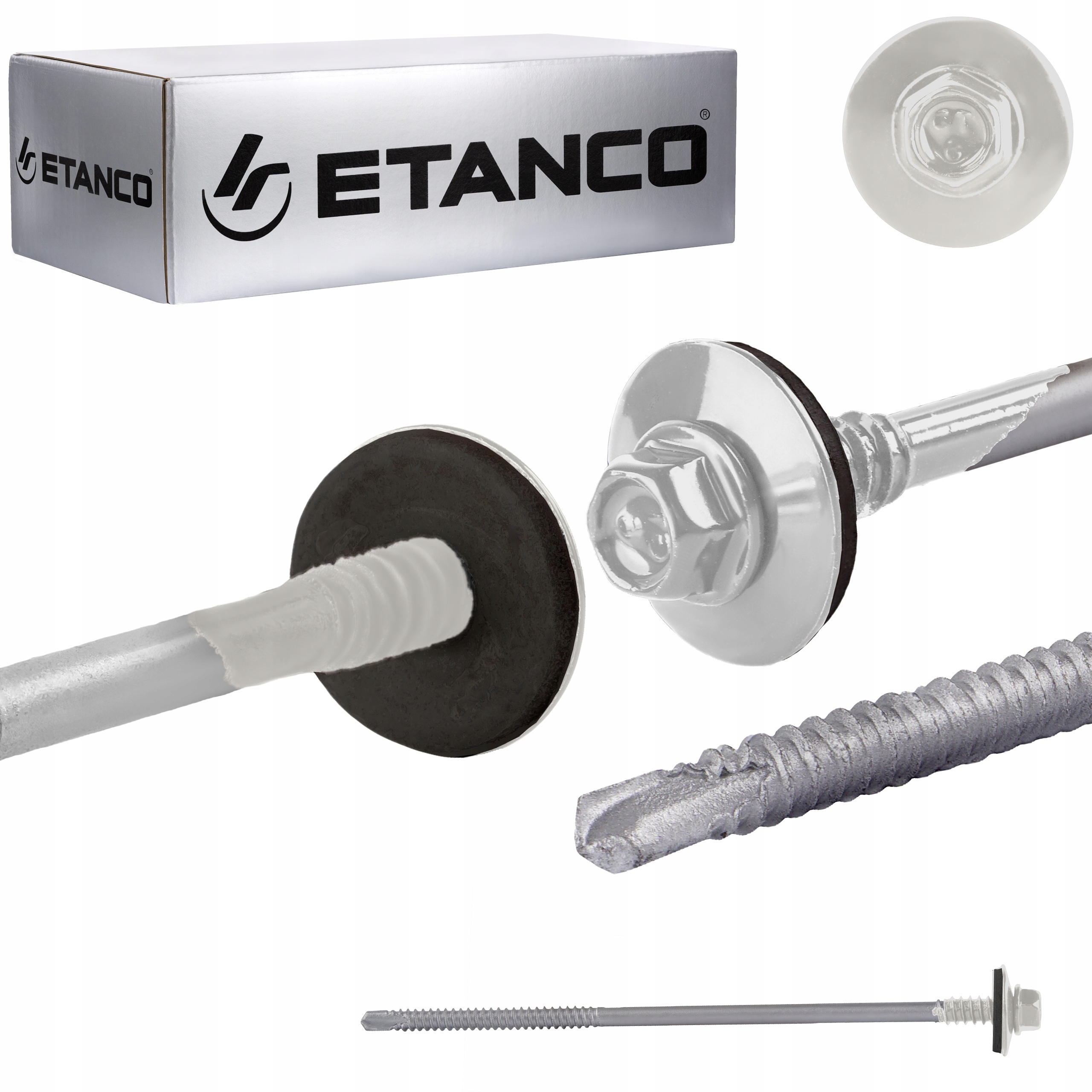 Wkręty do płyty warstwowej 150 mm RAL 9010 100 szt. do metalu Etanco GTR6