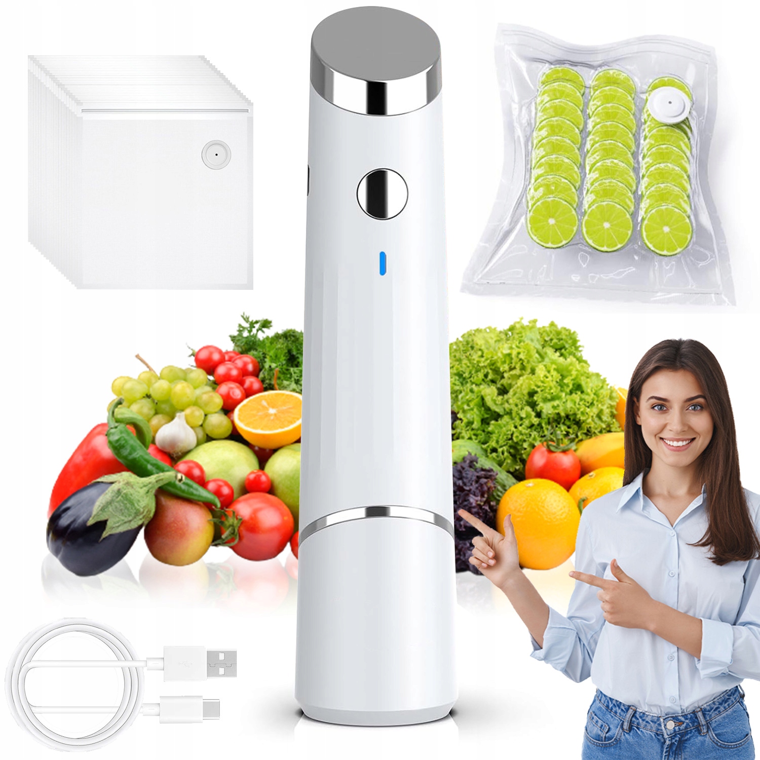 Vakuová Pumpa Na Potraviny S 20 Sáčky Pro Utěsnění Skladování