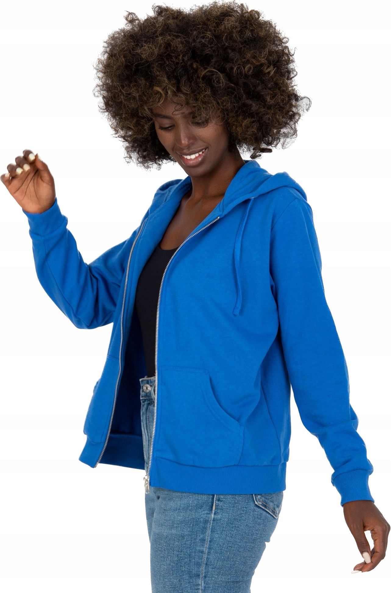 Bluza rozpinana Bawełniana z Kapturem i kieszonkami B002 kobalt S