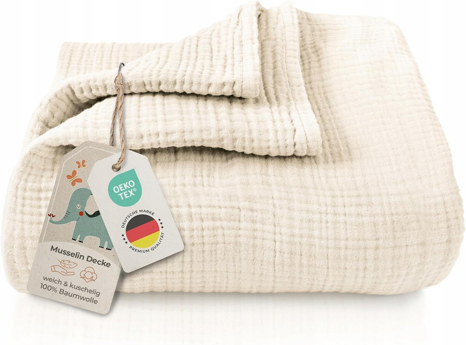 Dětská Mušelínová Deka 120X120 Premium 4-VRSTVÁ Bavlna Ökočička