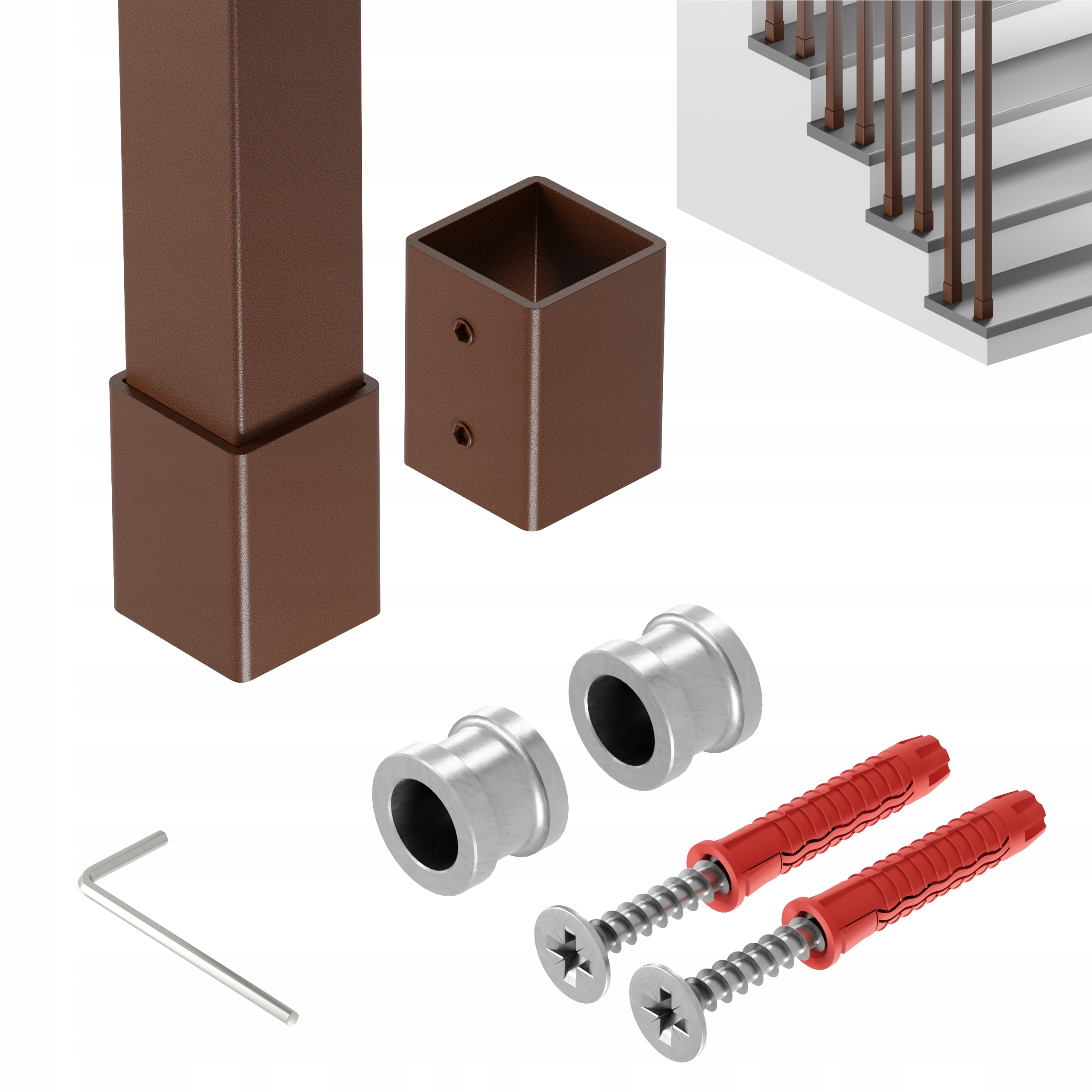 Zábradlí Na Schody Barierka Sloupek Hnědý 25x25 mm 295 cm Harfa Slim