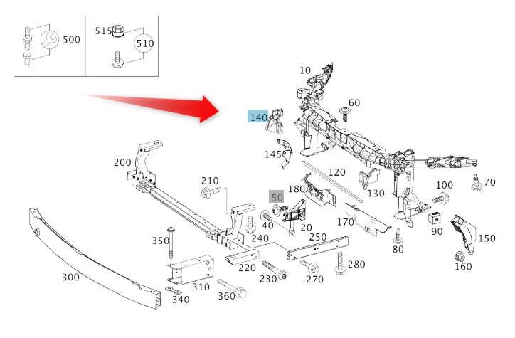 Držák Chladiče Pravý Mercedes A2465050830