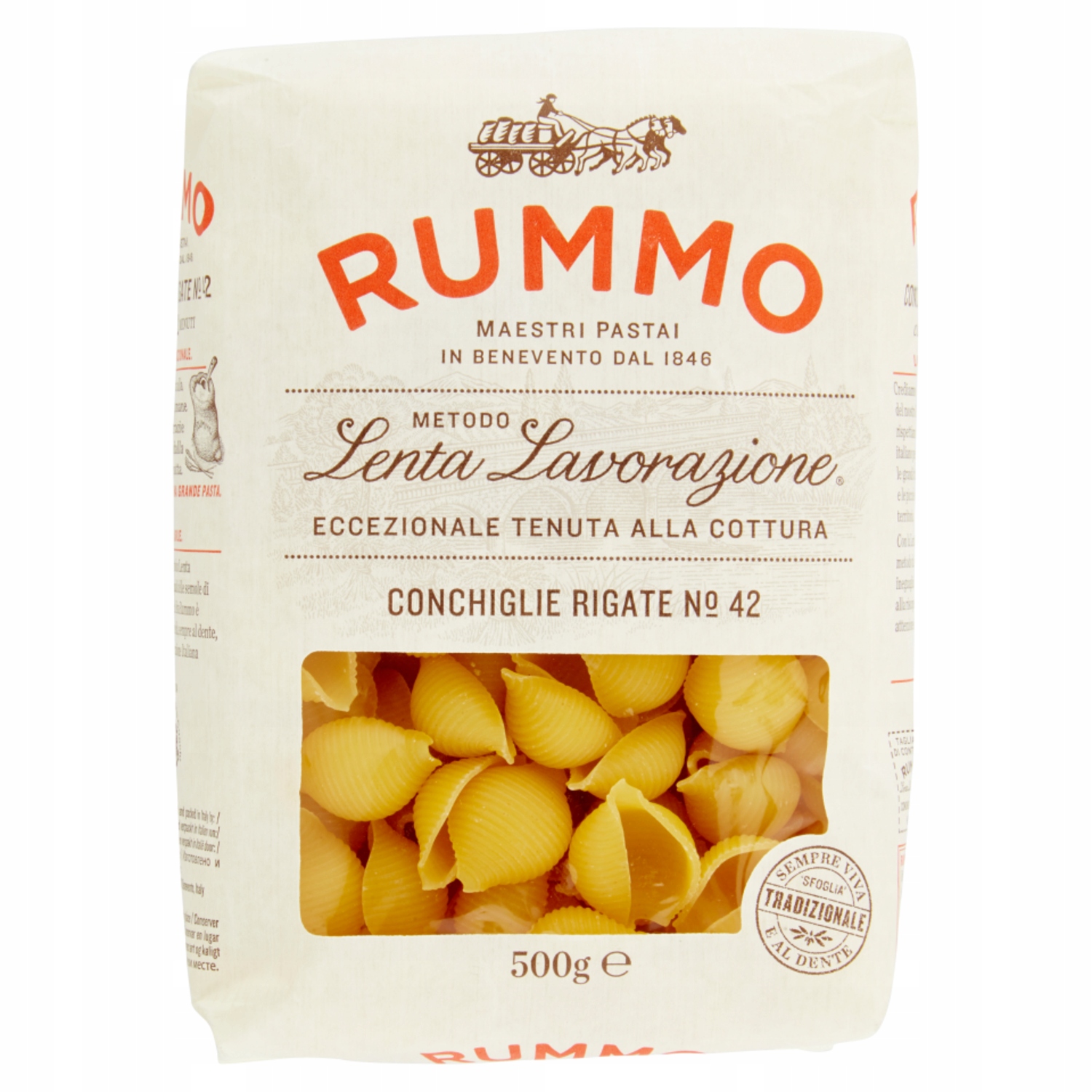 italský těstoviny Rummo Conchiglie Rigate N.42 500 Gr