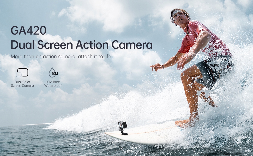 WOLFANG GA420 Kamera Sportowa 4K 60FPS Wodoodporna WiFi EIS Dual Screen — miniatura 14