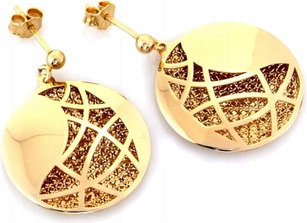 Zlaté náušnice 585 závěsná kola plné 14k 6,12g velké, dlouhé, elegantní