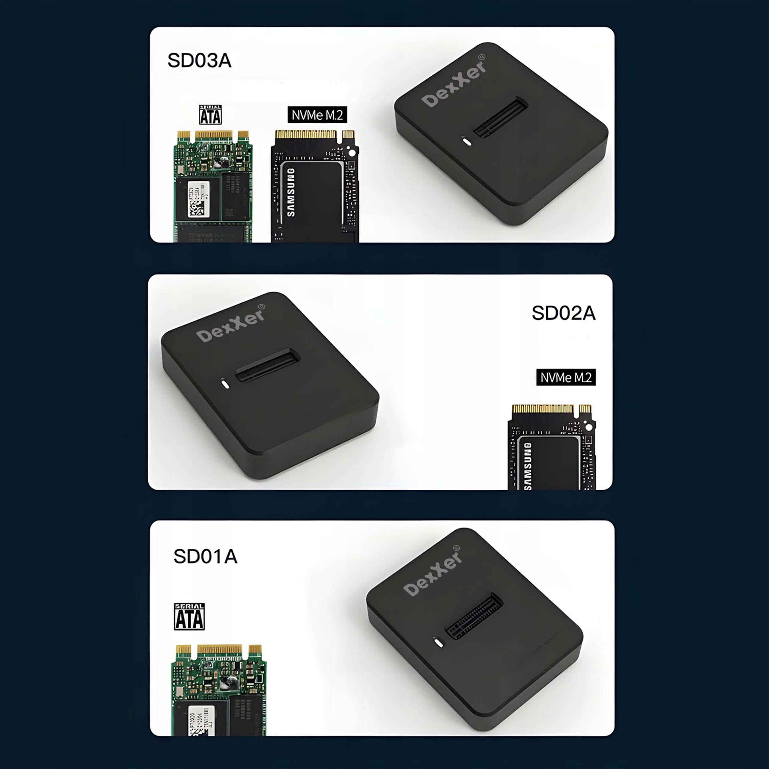Stacja dokująca dysków SSD M.2 SATA/PCIe NGFF/NVMe USB typ C 3.1 10GB/s Format dysków inny