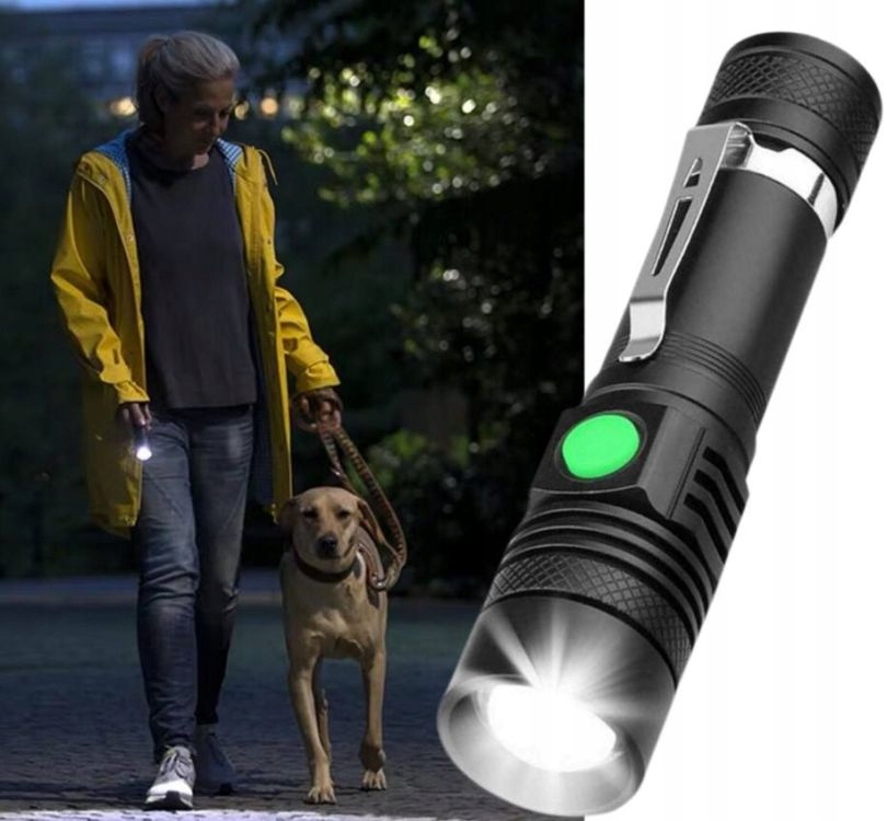 LATARKA TAKTYCZNA LED 2000LM ALUMINIOWA USB AKUMULATOROWA ZOOM POLICYJNA Marka inna marka