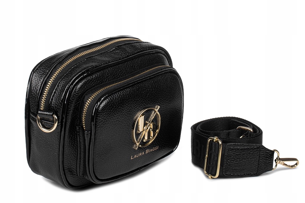LISTONOSZKA LAURA BAGGI POLSKA TOREBKA CZARNA LOGO Model LB7 mała torebka damska długi pasek na ramię new