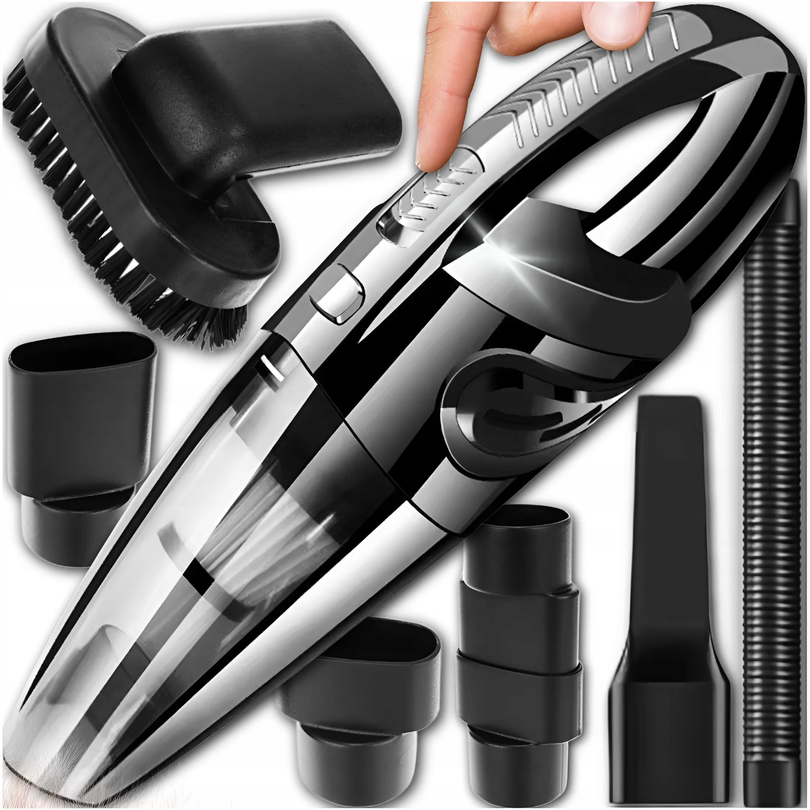 Odkurzacz Ręczny Samochodowy Bezprzewodowy Akumulatorowy Końcówki 120W