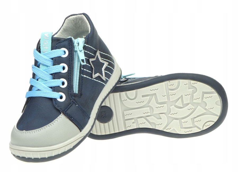 Trzewiki Chłopięce WOJTYŁKO za Kostkę Suwak 22 Odcień granatowy