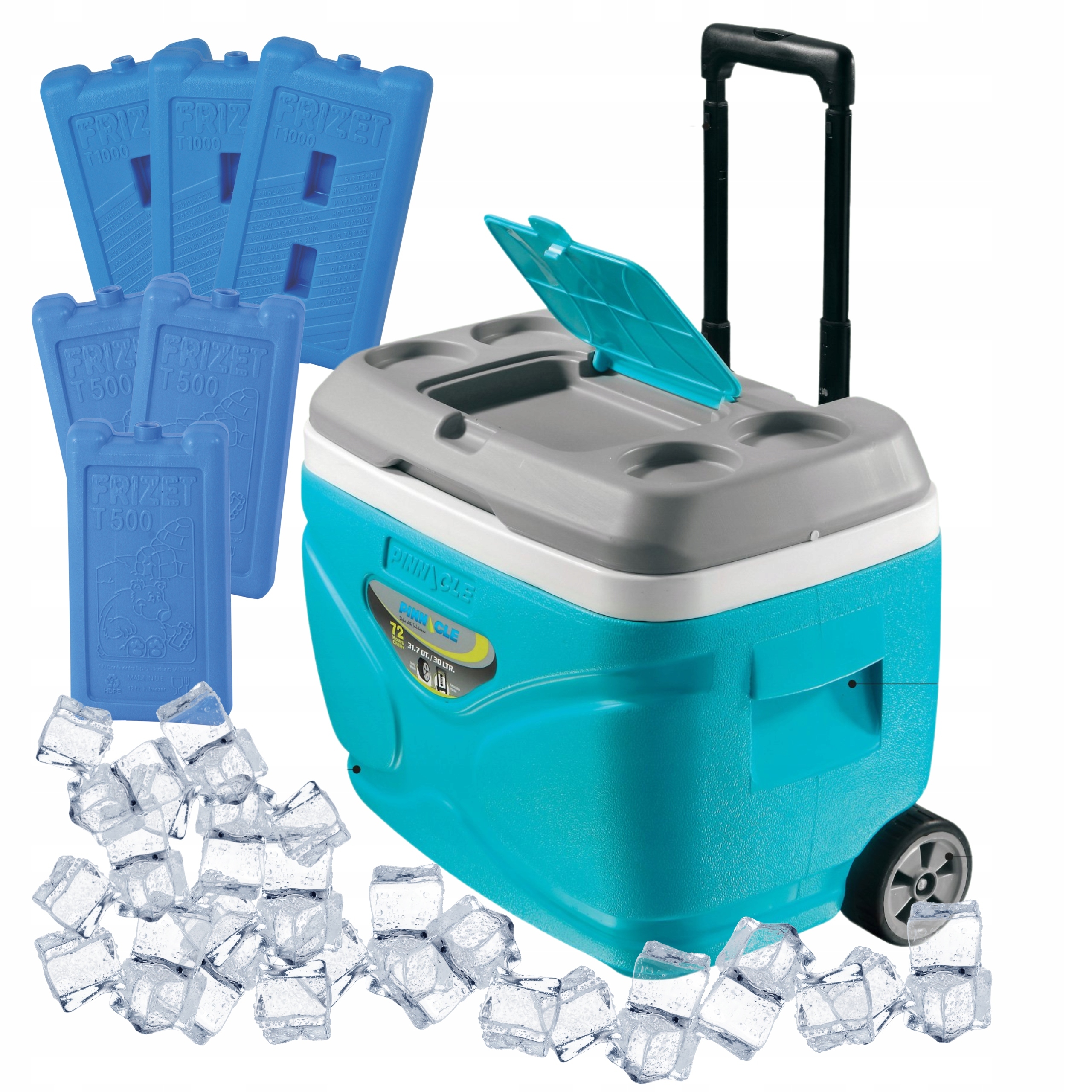 Turistická lednička s kolečky Pinnacle 30 l hydra 6 náplní 3x 1000 ml 3x 500 ml