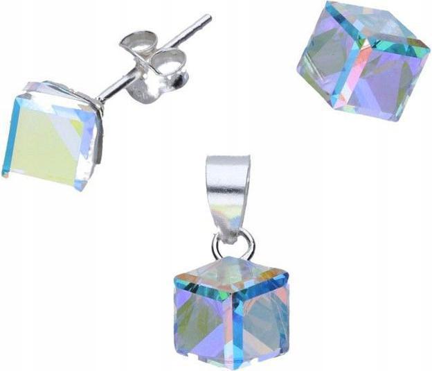 Stříbrný komplet 925 kostek z krystalů 2,20 g, jedinečný vzor jako dárek