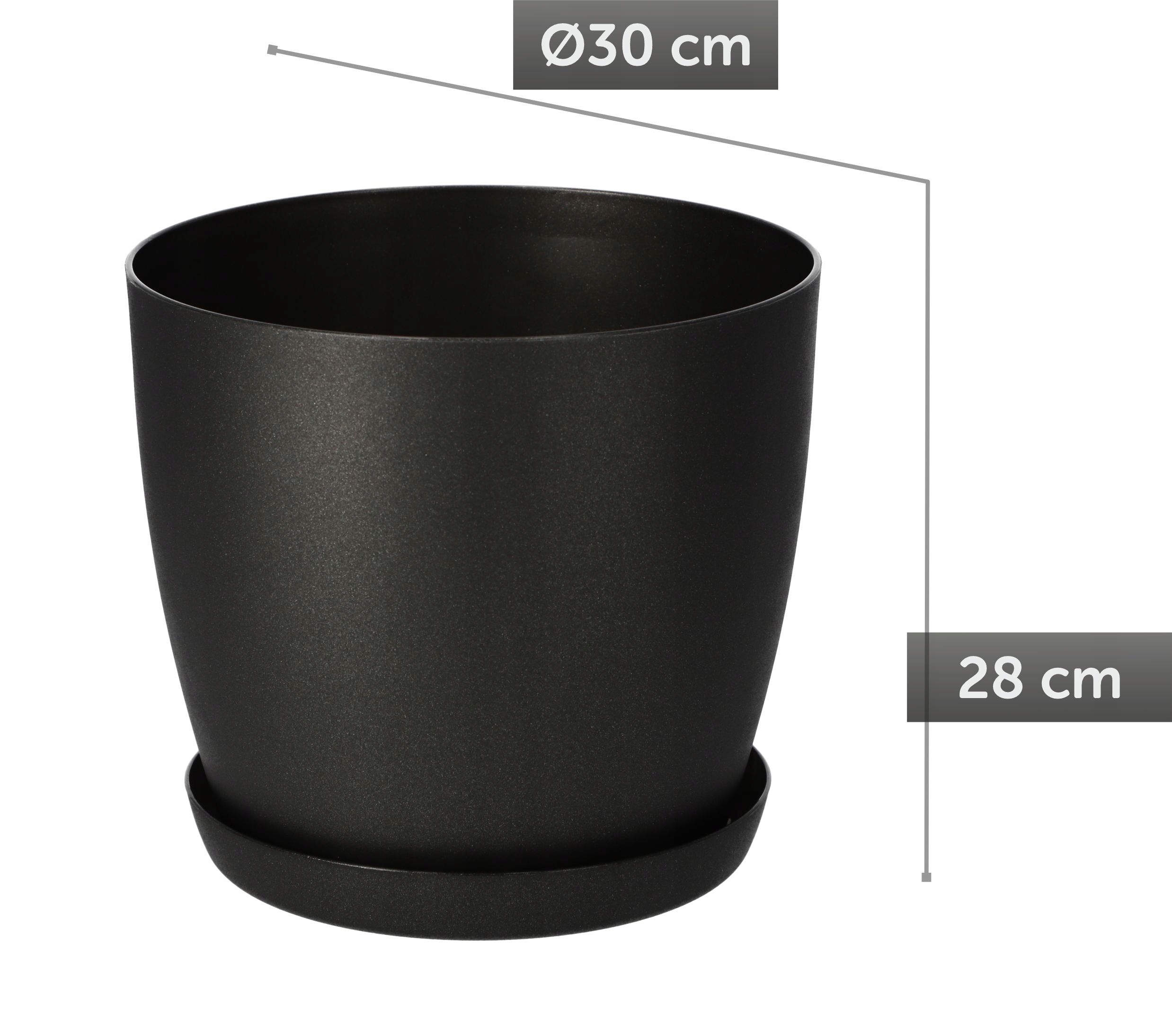 DONICZKA OSŁONKA DONICA 30cm NA KWIATY Z PODSTAWKĄ GRAFITOWA DO SALONU Kod producenta K2127