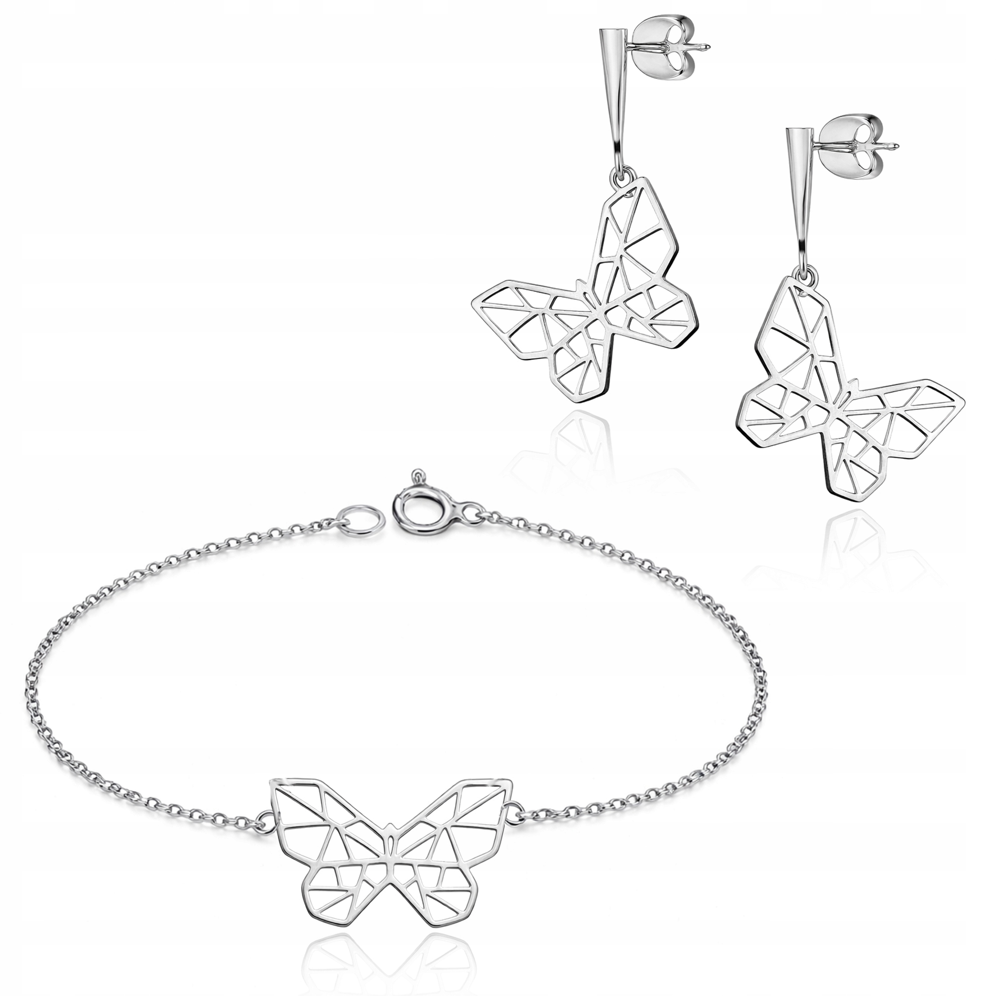 Sada stříbrných šperků Motýl Origami Symbol proměny Stříbro ryzost 925