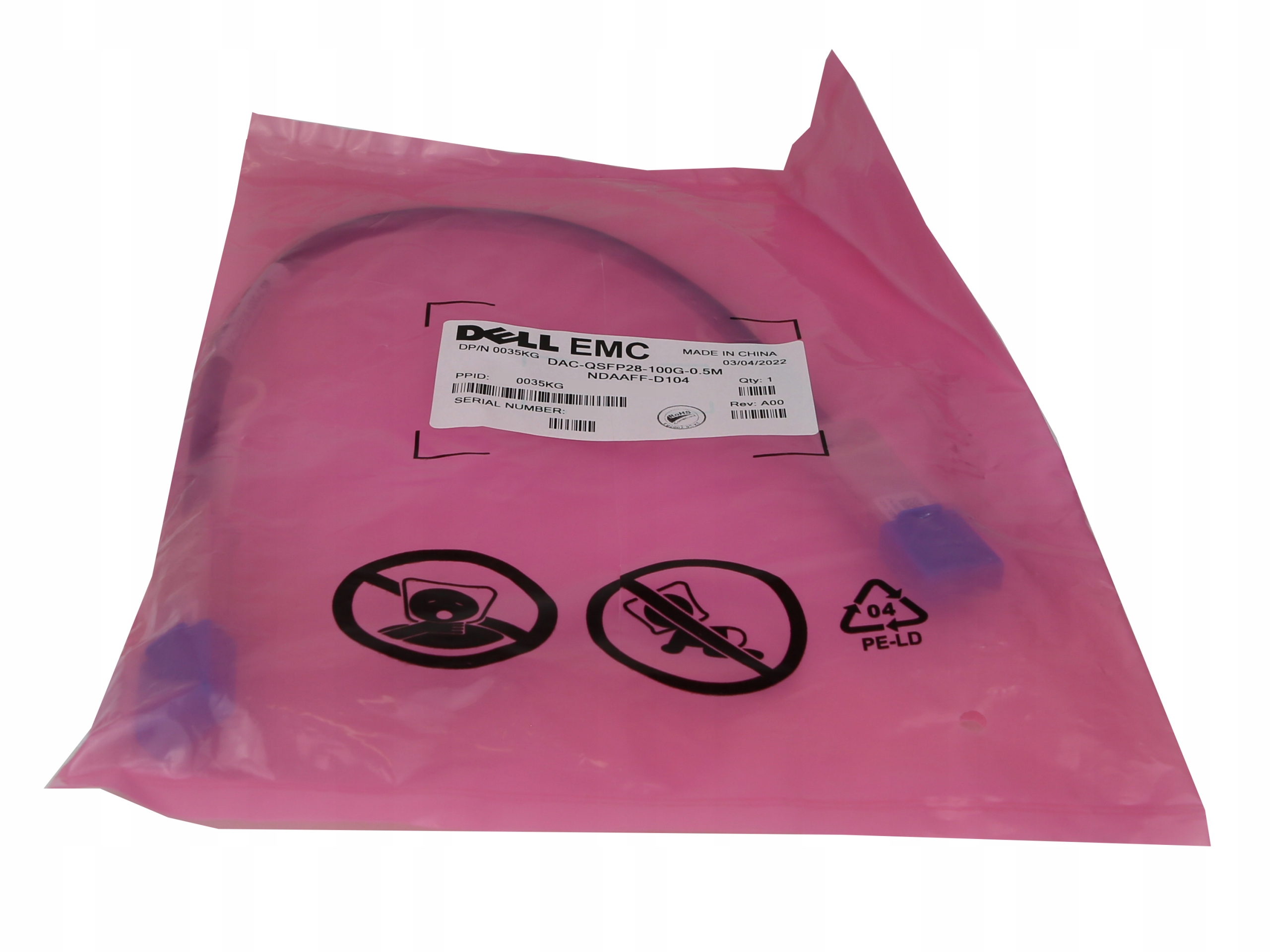 Kábel Dell Emc DAC-QSFP28-100G-0.5M QSFP28 pre QSFP28 100G 0.5m 0035KG