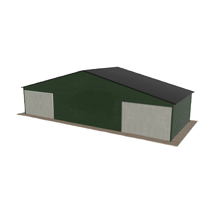 Plechová garáž 11.5x4.5 m dvoupolohová, dvouspádová, zelená
