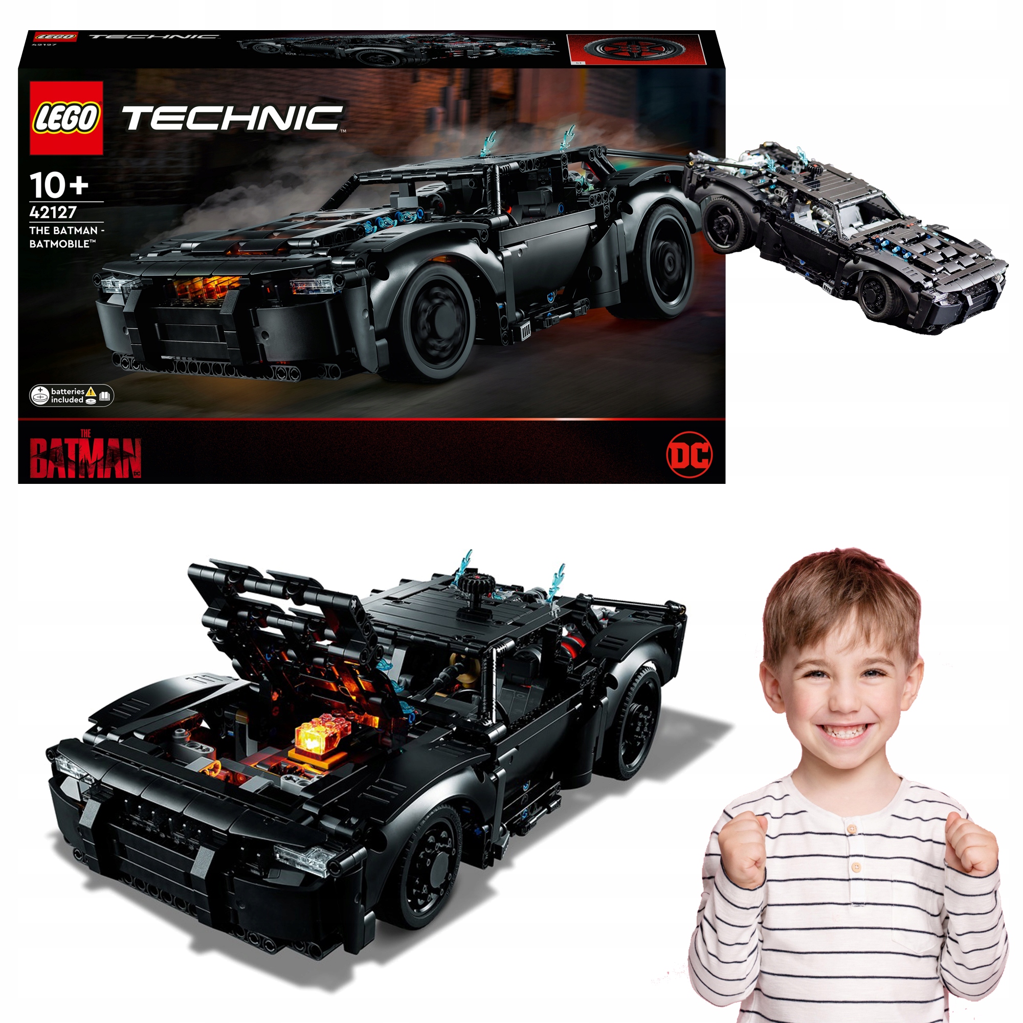 LEGO BATMOBIL OTWIERANE DRZWI RUCHOMA KIEROWNICA WYBUCHAJĄCE PŁOMIENIE HIT